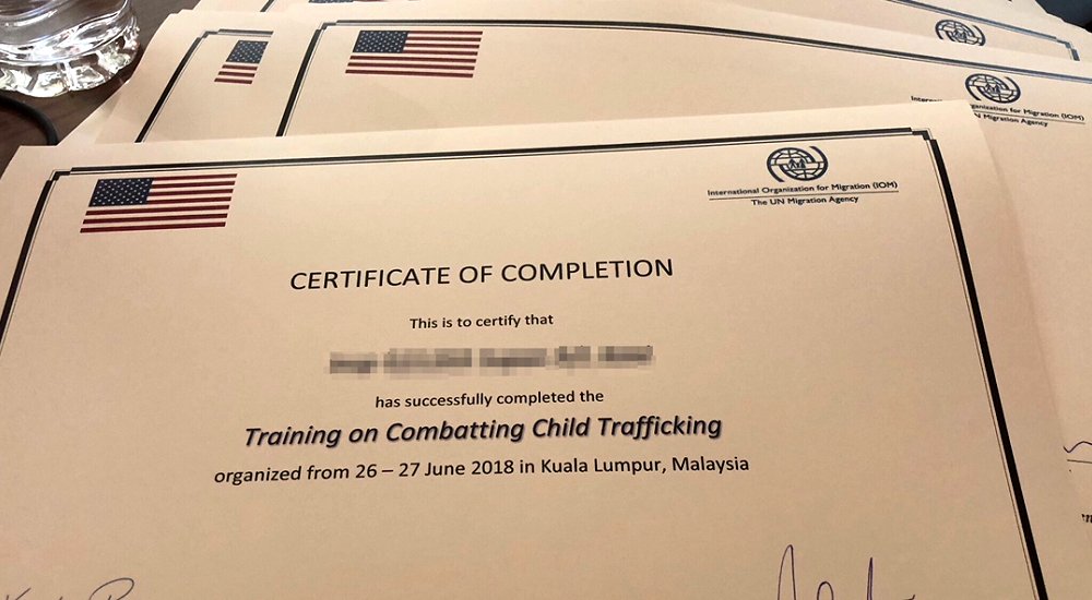 Protective Intelligence Network & UN Agency IOM Malaysia: Training on Combatting Child Trafficking.
