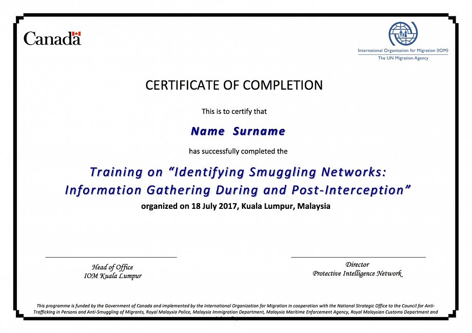 Protective Intelligence Network -  IOM Training Course Programme for Malaysia