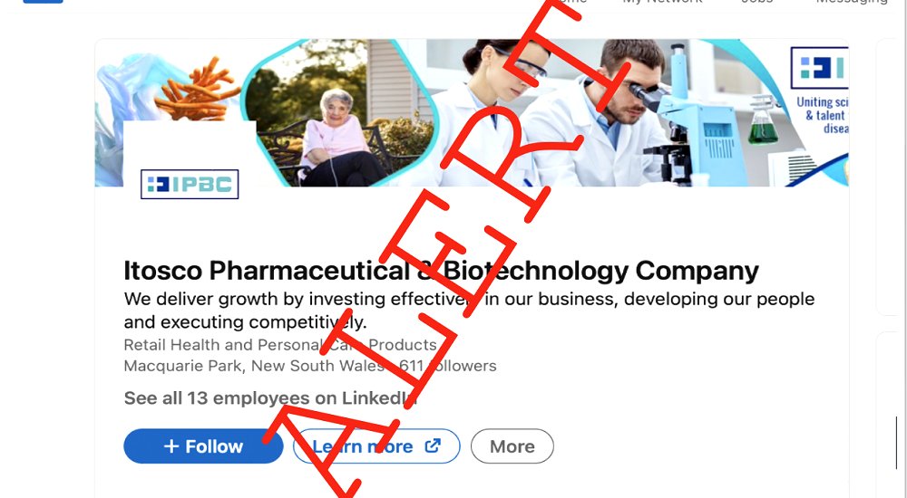 Scam Alert! ITOSCO PHARMA. Stolen identities and fraud...and they tried even with us! :-)